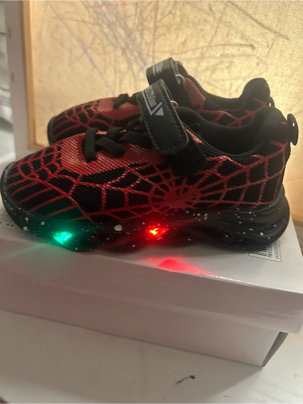 Kids Light-Up Sports Sneakers with Web Knit Upper - Red & Black